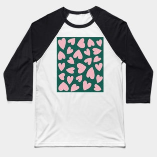 Pink and Green Heart Pattern Baseball T-Shirt